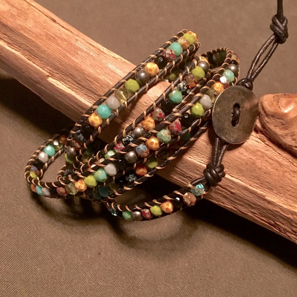 Sundance style wrap gemstone bracelet